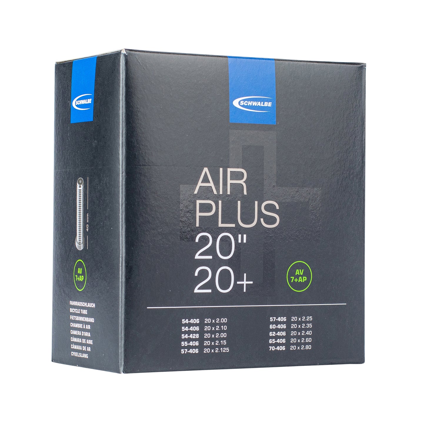 Chambre à air vélo 20 x 2.80 fat bike Schwalbe valve standard (54-70-406) (av7+ap)
