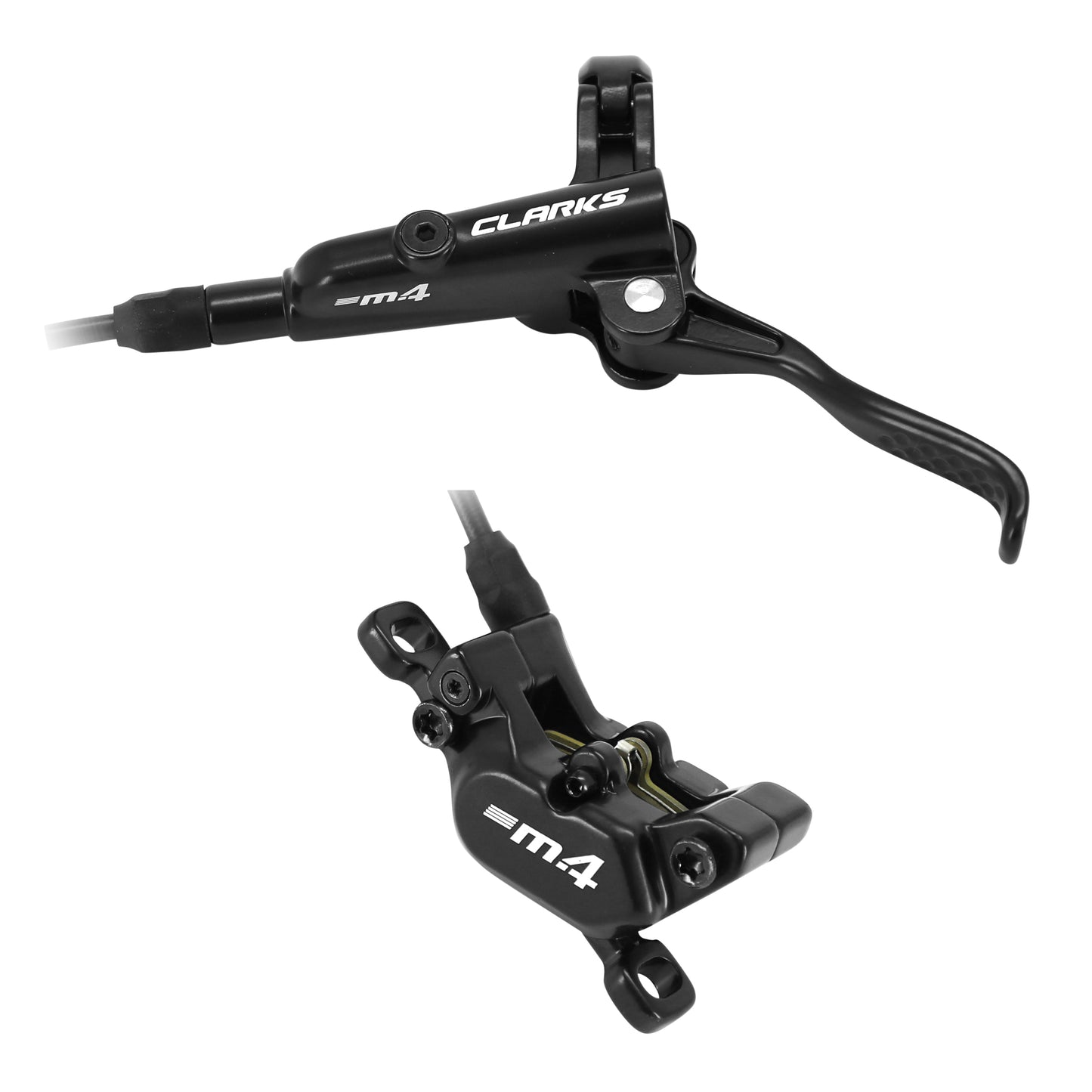 Clarks M4 hydraulic MTB disc brake, 4-piston front, Post Mount, black, 1200mm hose