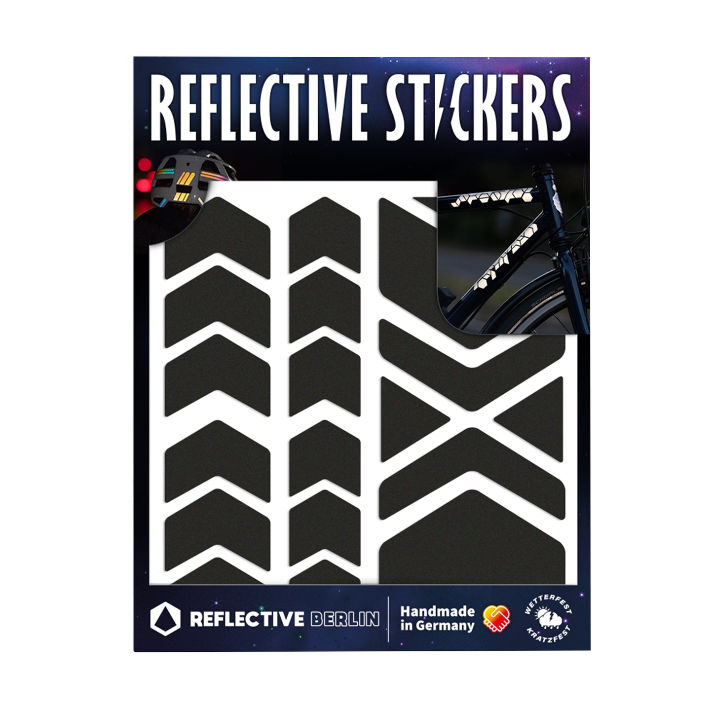Reflective Berlin reflective sticker black chevron arrow