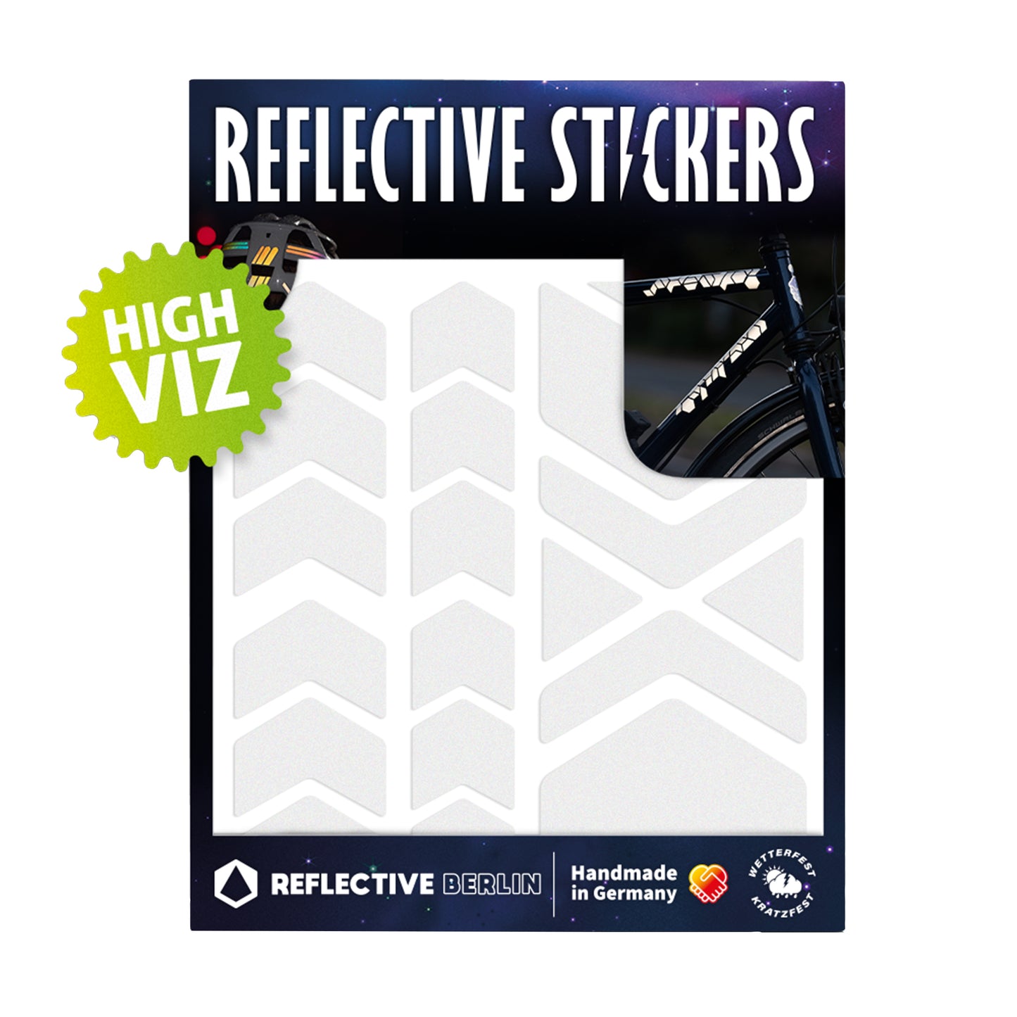 Sticker réfléchissant Reflective Berlin flèche chevron blanc