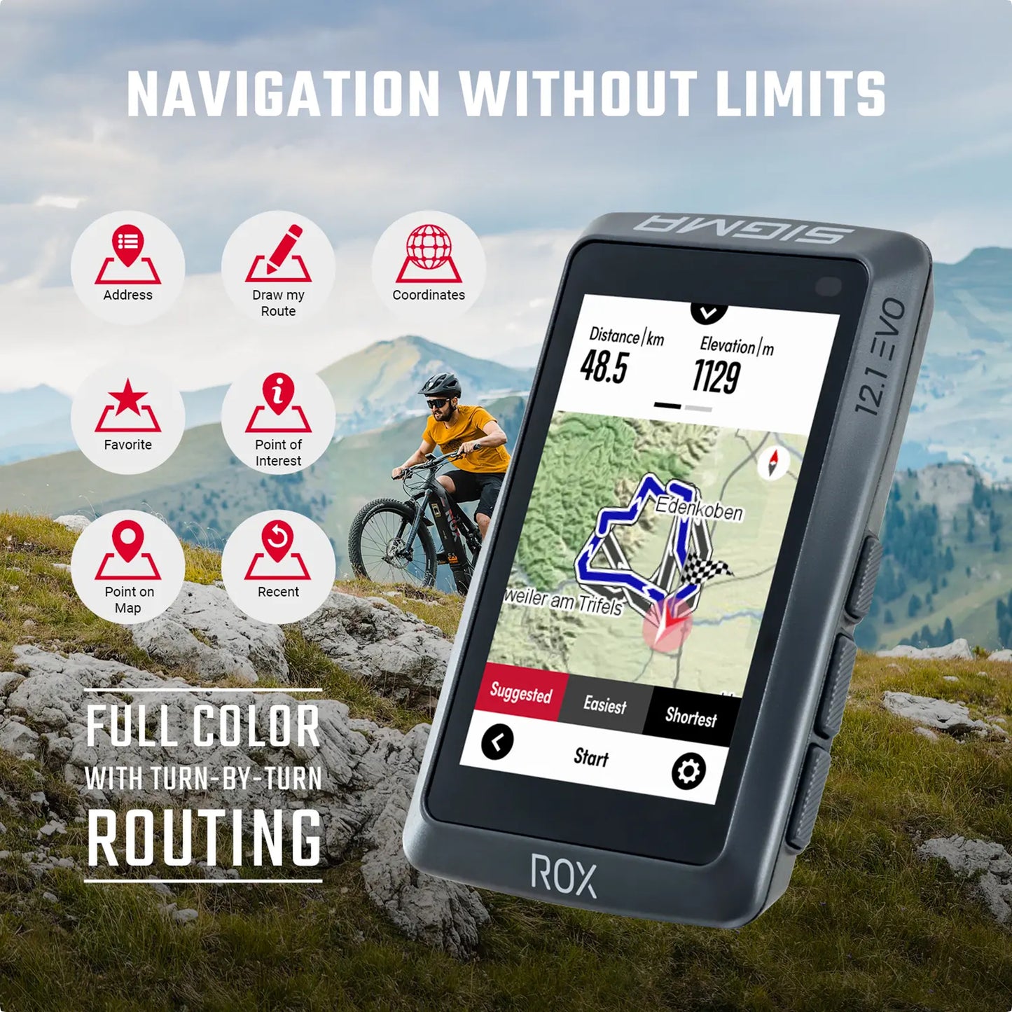 Compteur Sigma rox12.1 evo Gps noir avec cardio et altimètre
