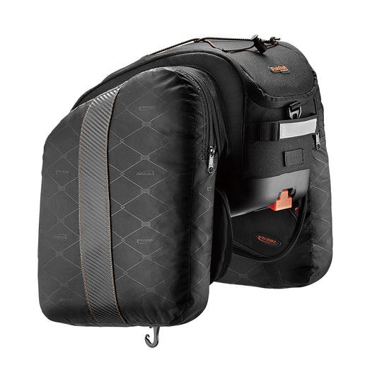 Sacoche arrière vélo double / trunkbag Ibera commuter noir 15l fixation arrière avec plaque 37x22x25cm