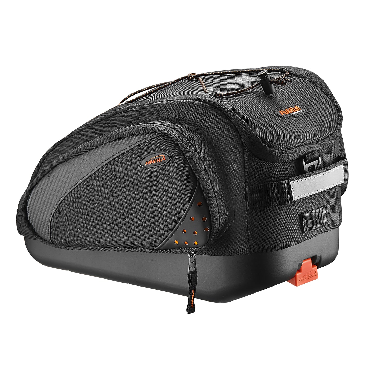 Ibera Commuter 15L Double Rear Bike Pannier / Trunk Bag Black Rear Rack Mount with Plate 37x22x25cm
