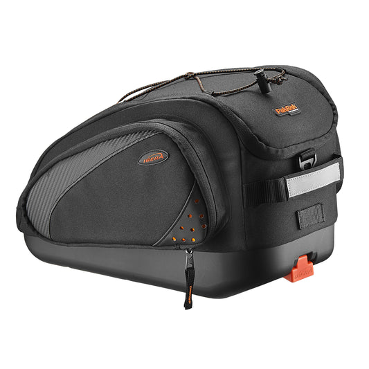 Sacoche arrière vélo double / trunkbag Ibera commuter noir 15l fixation arrière avec plaque 37x22x25cm