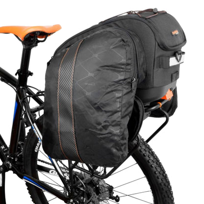 Ibera Commuter 15L Double Rear Bike Pannier / Trunk Bag Black Rear Rack Mount with Plate 37x22x25cm