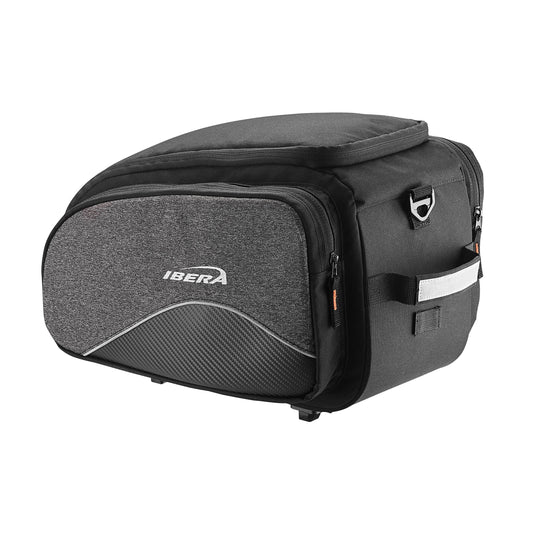 Sacoche arrière vélo trunkbag Ibera commuter bag mik noir 15l fixation porte bagage système mik 37.5x26x25cm