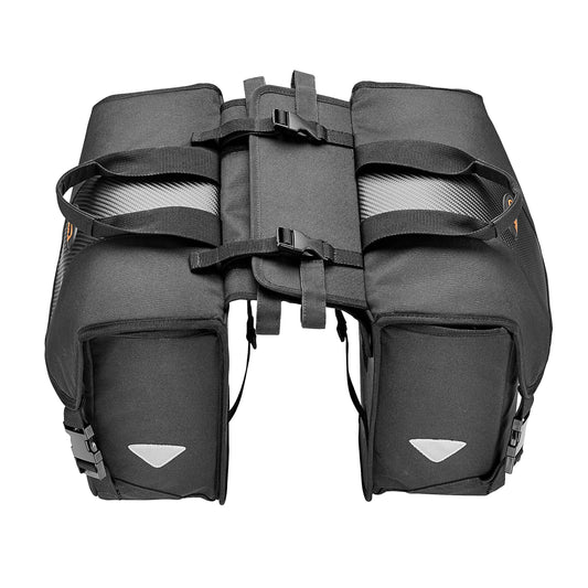 Sacoche arrière vélo double Ibera adjustable noir 24l fixation universelle 33x13x28.5cm