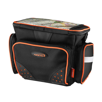 Sacoche de cintre-guidon vélo Ibera bag noir liseret orange fixation clip 32x22x23cm / 7l