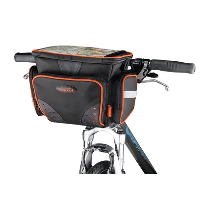 Sacoche de cintre-guidon vélo Ibera bag noir liseret orange fixation clip 32x22x23cm / 7l