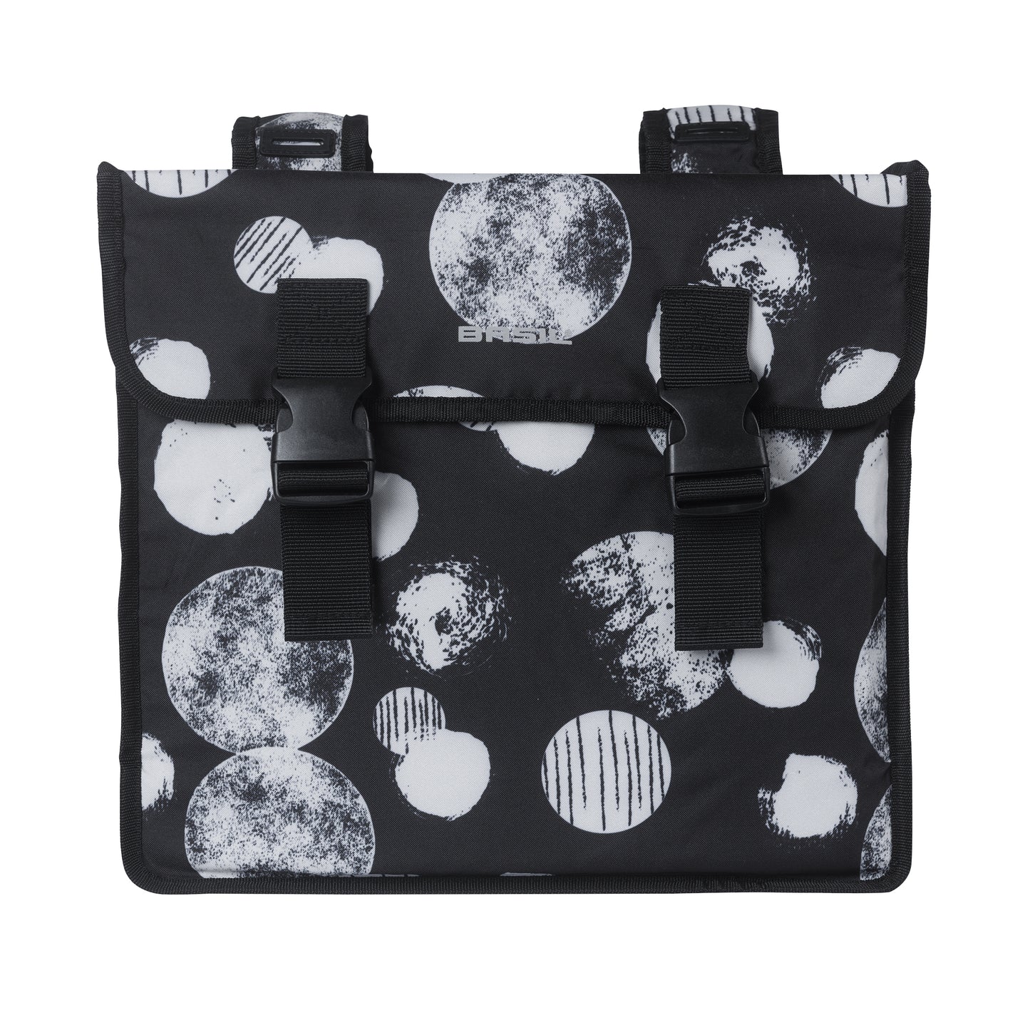 Basil Mara XL 35L Black Double Bicycle Pannier with White Print 43x14x36cm