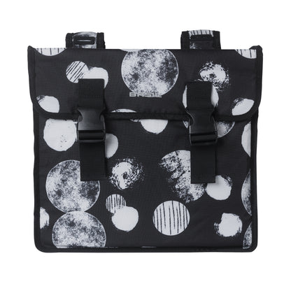 Basil Mara XL 35L Black Double Bicycle Pannier with White Print 43x14x36cm