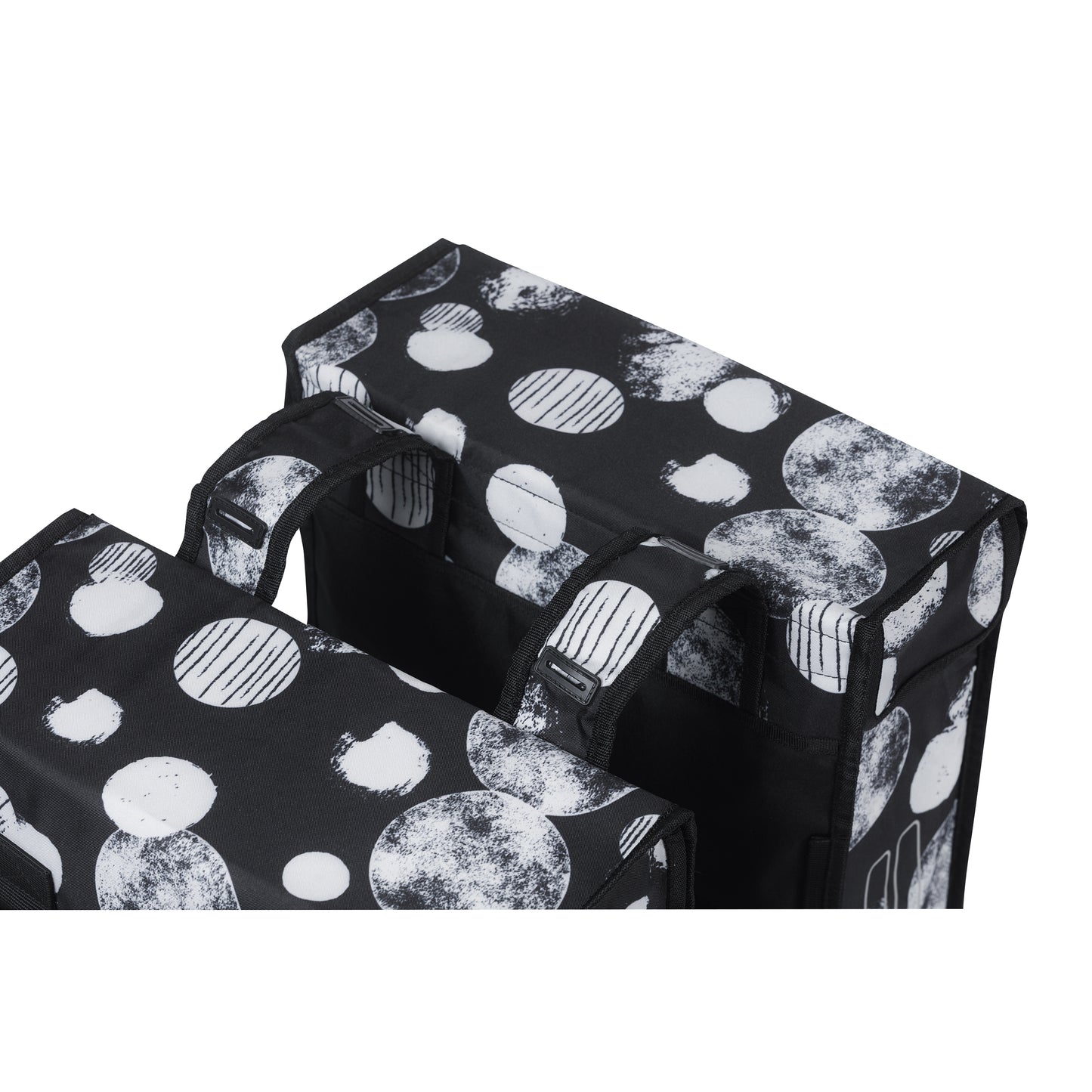Basil Mara XL 35L Black Double Bicycle Pannier with White Print 43x14x36cm