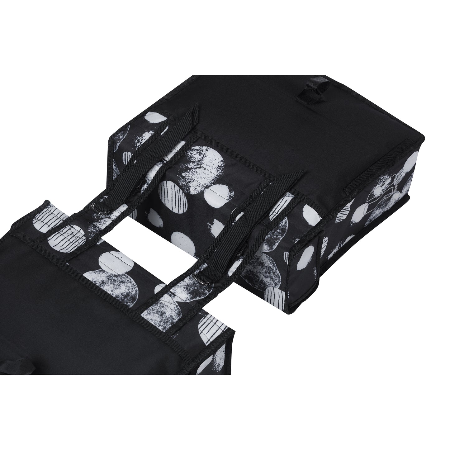 Basil Mara XL 35L Black Double Bicycle Pannier with White Print 43x14x36cm
