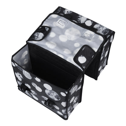 Basil Mara XL 35L Black Double Bicycle Pannier with White Print 43x14x36cm