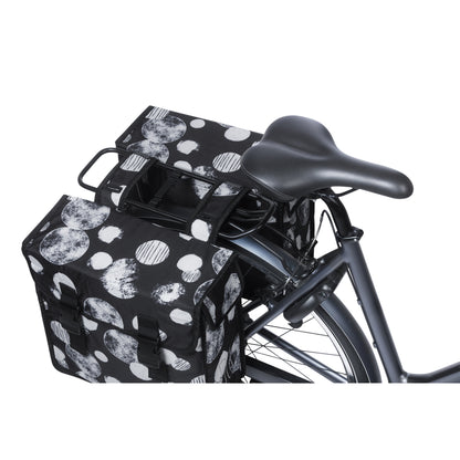 Basil Mara XL 35L Black Double Bicycle Pannier with White Print 43x14x36cm