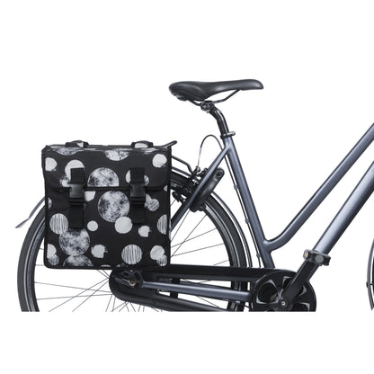 Basil Mara XL 35L Black Double Bicycle Pannier with White Print 43x14x36cm
