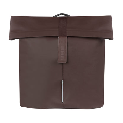 Sacoche arrière vélo double Basil vegan marron imitation cuir 28-32l fixation porte bagage fermeture pliante anti-pluie avec réflechissant fixation système mik