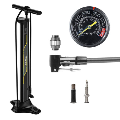 Pompe à pied Giyo tubeless Newton acier 17 bars