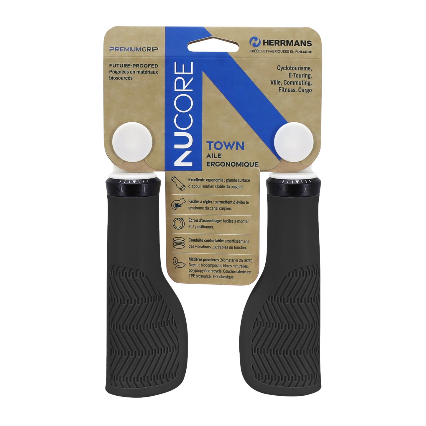 City Herrmans Nucore Town Ergo Grips Black 130mm
