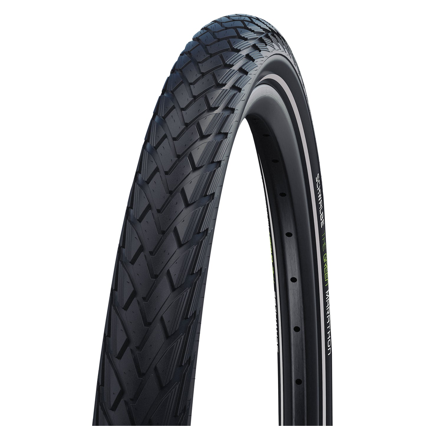 Tire City 27 X 1 1-4 Schwalbe Marathon Green Black TR (32-630) GreenGuard reinforcement Reflex sidewall E-bike compatible