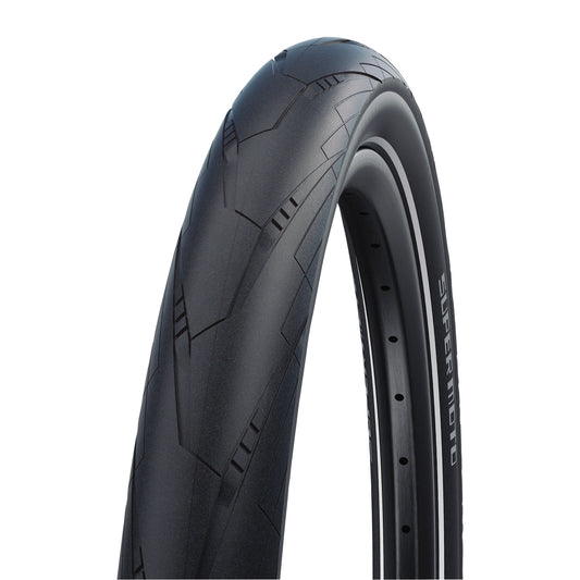 SUV Mountain Bike Tire - E-Bike 28 X 1.50 Schwalbe Super Moto Slick Black TR (40-622) Double Defense Reflective Sidewall E-Bike Compatible