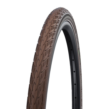 Pneu VTC Urbain 700 X 35 Schwalbe Delta Cruiser plus Marron TR (37-622) Renfort Green Guard flanc Reflex