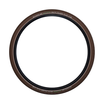 Pneu VTC Urbain 700 X 35 Schwalbe Delta Cruiser plus Marron TR (37-622) Renfort Green Guard flanc Reflex
