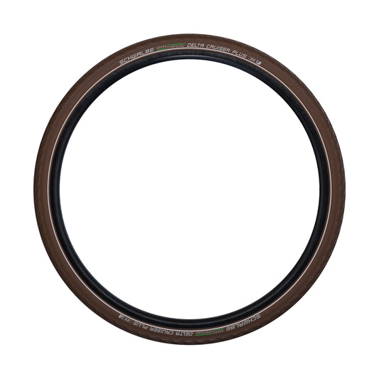 Pneu VTC Urbain 700 X 35 Schwalbe Delta Cruiser plus Marron TR (37-622) Renfort Green Guard flanc Reflex
