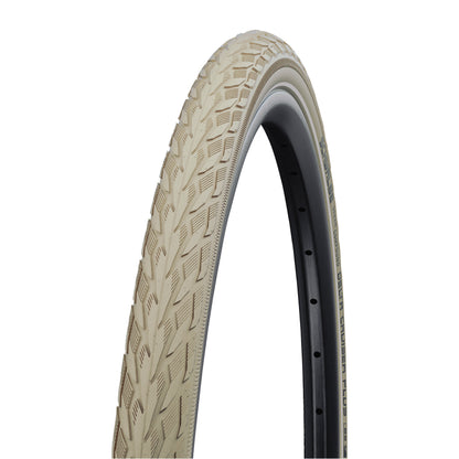 Pneu VTC Urbain 700 X 35 Schwalbe Delta Cruiser plus Crème TR (37-622) Renfort Green Guard flanc Reflex