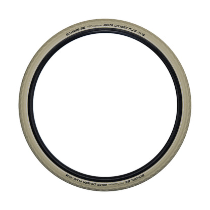 Pneu VTC Urbain 700 X 35 Schwalbe Delta Cruiser plus Crème TR (37-622) Renfort Green Guard flanc Reflex