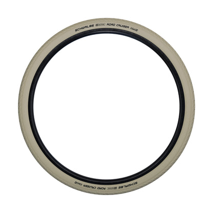 Pneu VTT Urbain 26 X 1.75 Schwalbe Road Cruiser HS484 Crème TR (47-559) flanc Reflex