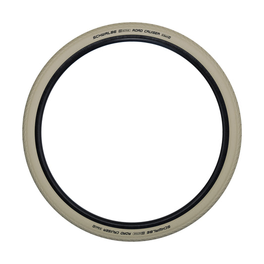 Pneu VTT Urbain 26 X 1.75 Schwalbe Road Cruiser HS484 Crème TR (47-559) flanc Reflex