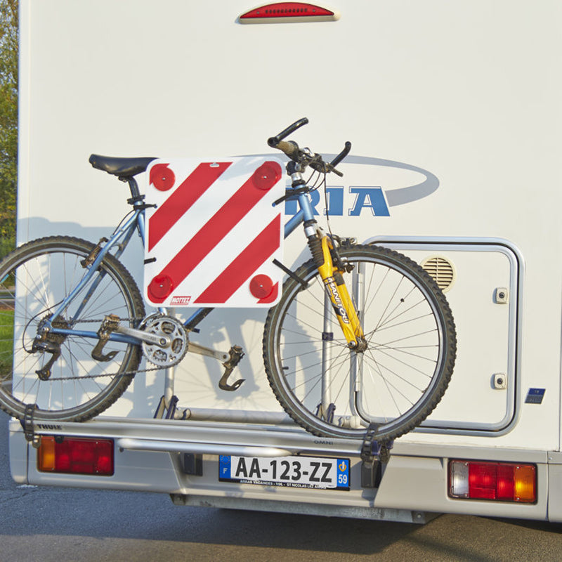 Mottez motorhome bike rack warning sign