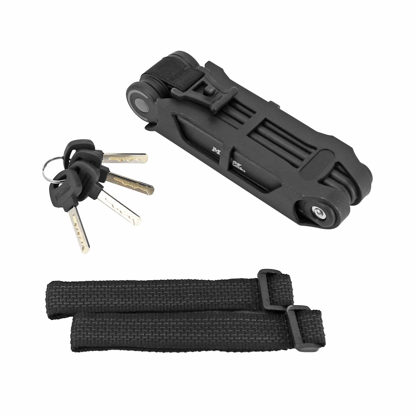 Masterlock Folding Bike Lock with Key, 3.5mm diameter, 840mm length, black, includes mounting bracket, 4 keys
