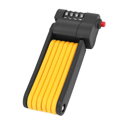 Masterlock folding combination bike lock, 4mm diameter, 800mm length, black-orange, includes mounting bracket