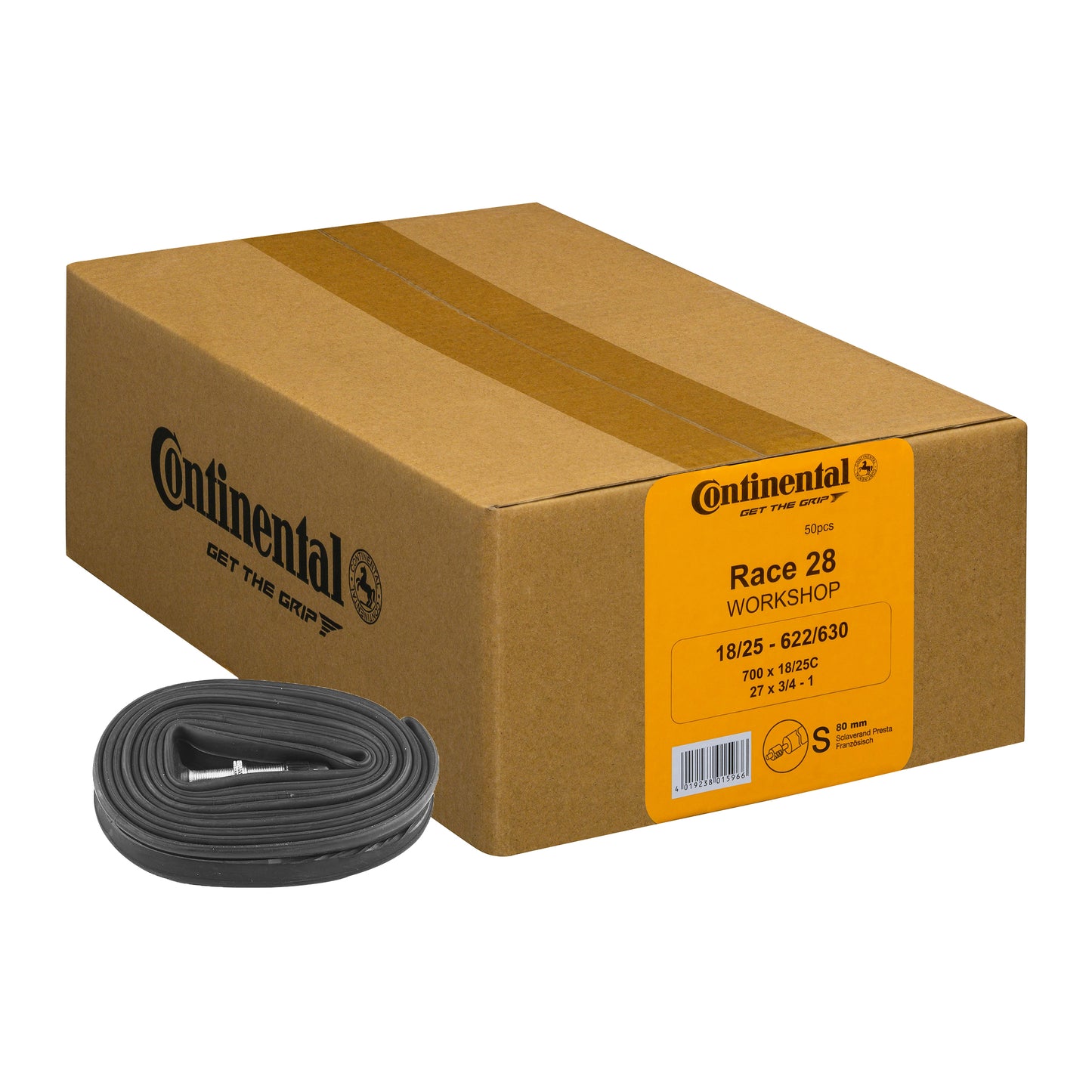 Chambre à air vélo 700 x 20-25 Continental valve presta obus démontable 40 mm (carton de 50 pièces)