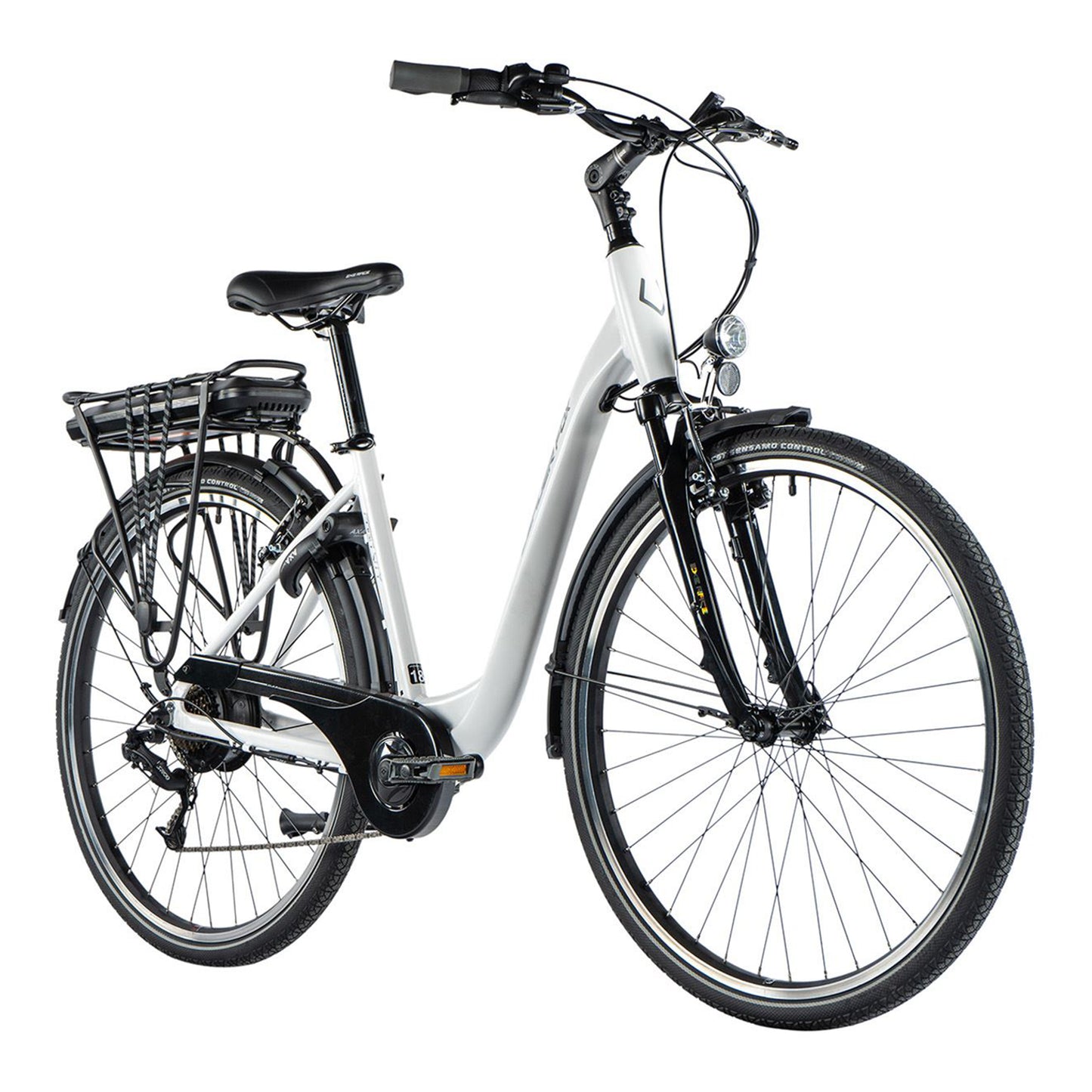 Vélo électrique City 28 Leader Fox Park blanc Bafang AR 15Ah