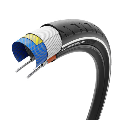 Urban Hybrid Bike Tire 700 X 35 Michelin City Street Black TS (37-622)