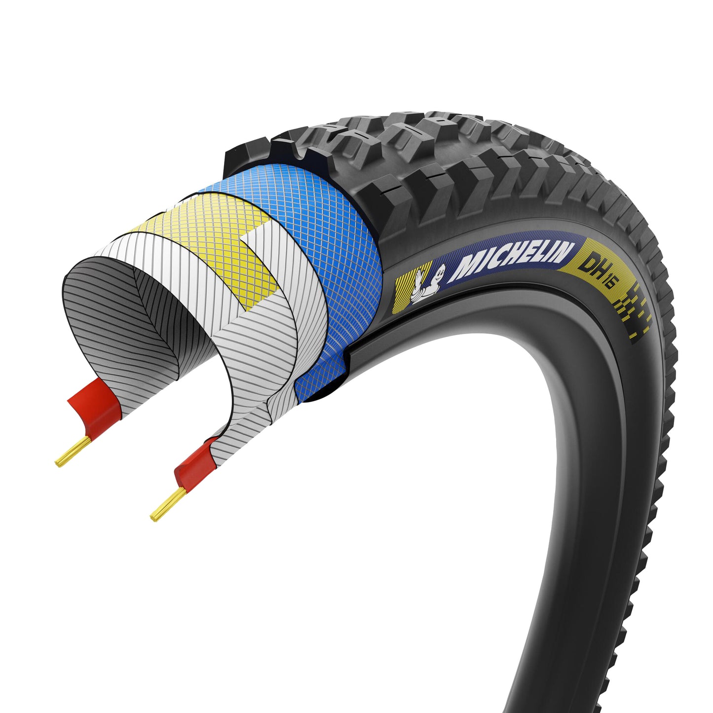 Mountain Bike Gravity Tire 27.5 X 2.40 Michelin DH16 Racing Line Black Blue-Yellow Stickers Tubeless Ready TS (61-584)