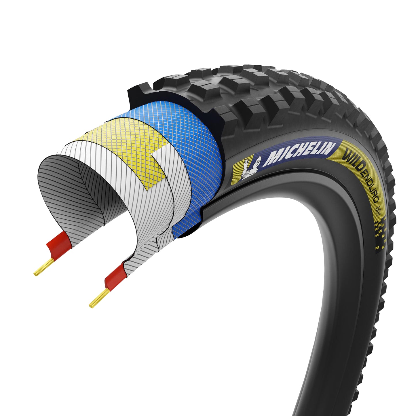 Mountain Bike Gravity Tire 29 X 2.50 Michelin Wild Enduro MH Racing Line Black Blue-Yellow Stickers Tubeless Ready TS (63-622)
