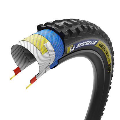 Mountain Bike Gravity Tire 29 X 2.50 Michelin Wild Enduro MH Racing Line Black Blue-Yellow Stickers Tubeless Ready TS (63-622)