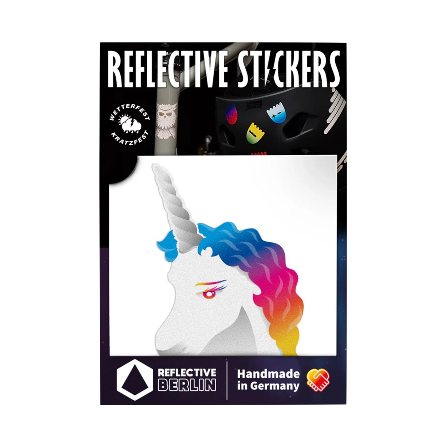 Reflective Berlin rainbow unicorn sticker