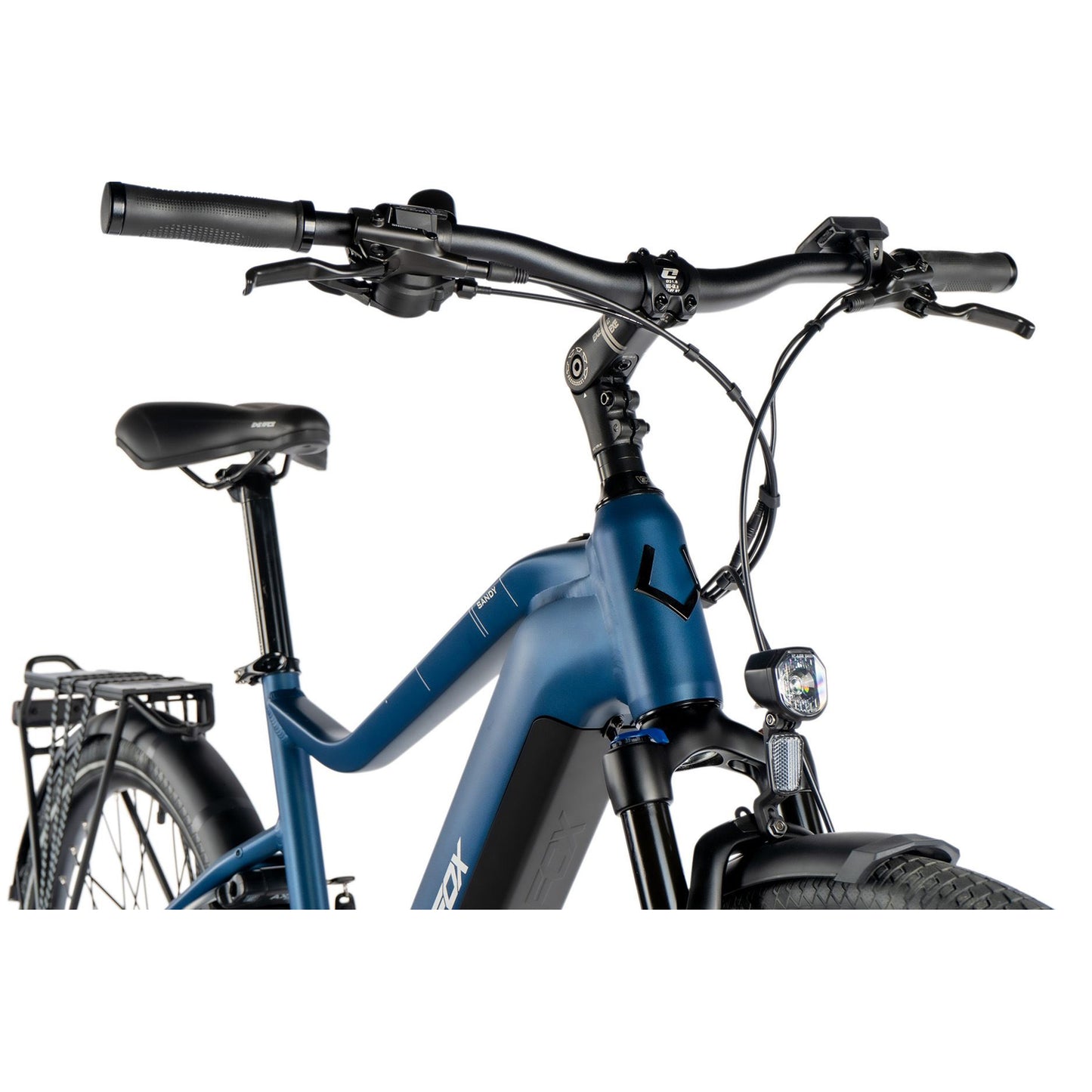 Vélo électrique VTC 29 Leader Fox Sandy bleu mat Bafang AR 20Ah