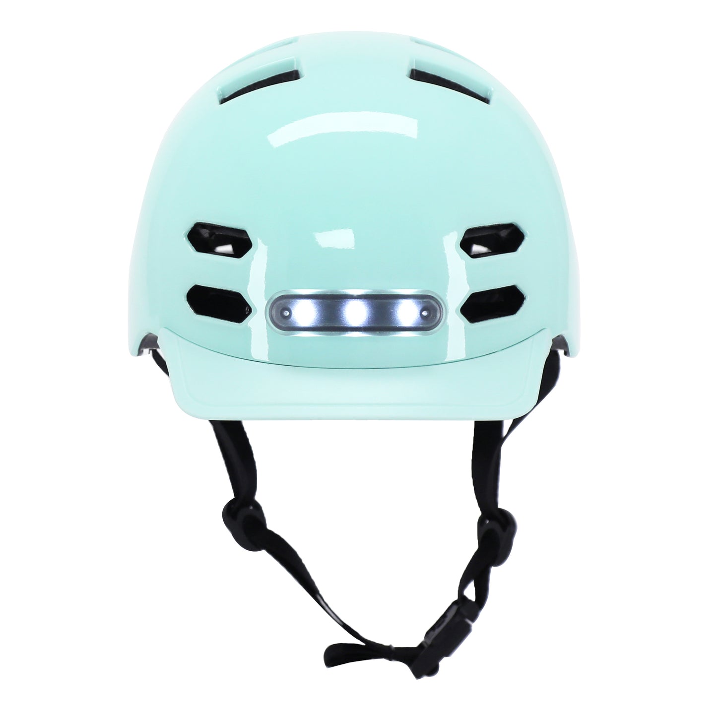 Casque vélo adulte Newton city v4 vert pastel in-mold avec éclairage intégré et visière
