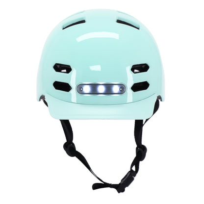 Casque vélo adulte Newton city v4 vert pastel in-mold avec éclairage intégré et visière