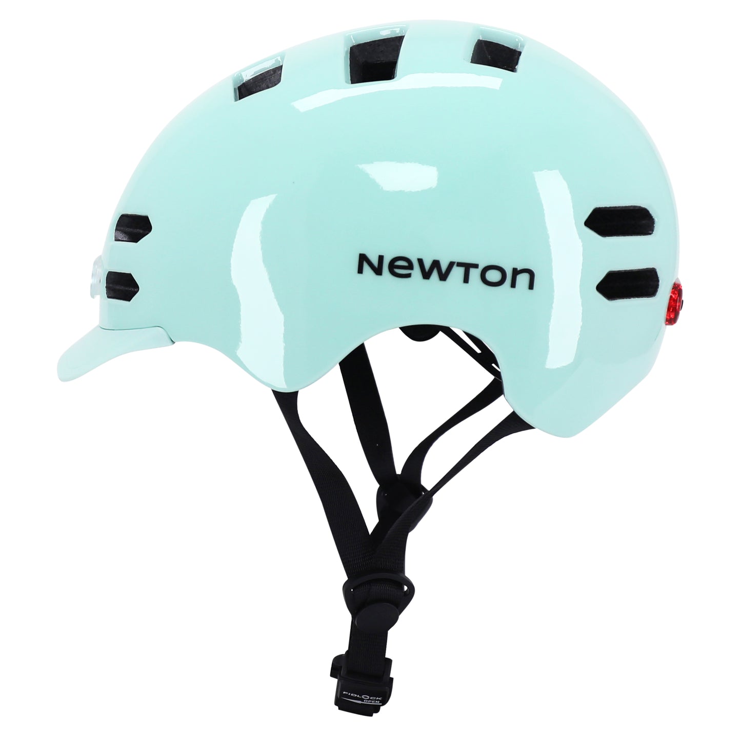 Casque vélo adulte Newton city v4 vert pastel in-mold avec éclairage intégré et visière