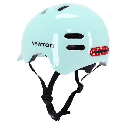 Casque vélo adulte Newton city v4 vert pastel in-mold avec éclairage intégré et visière