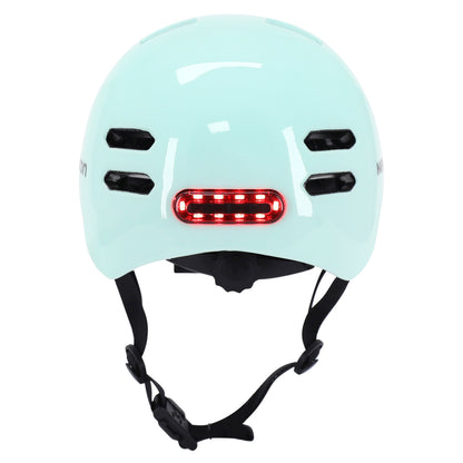 Casque vélo adulte Newton city v4 vert pastel in-mold avec éclairage intégré et visière