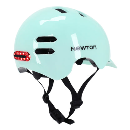 Casque vélo adulte Newton city v4 vert pastel in-mold avec éclairage intégré et visière