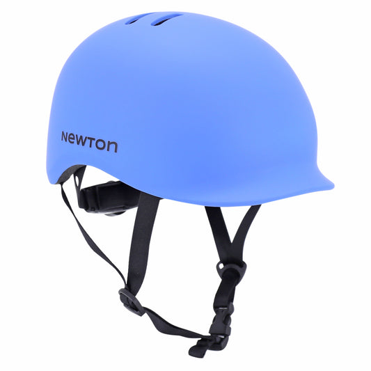 Adult cycling helmet Newton city urban matt blue in-mold with visor and lock